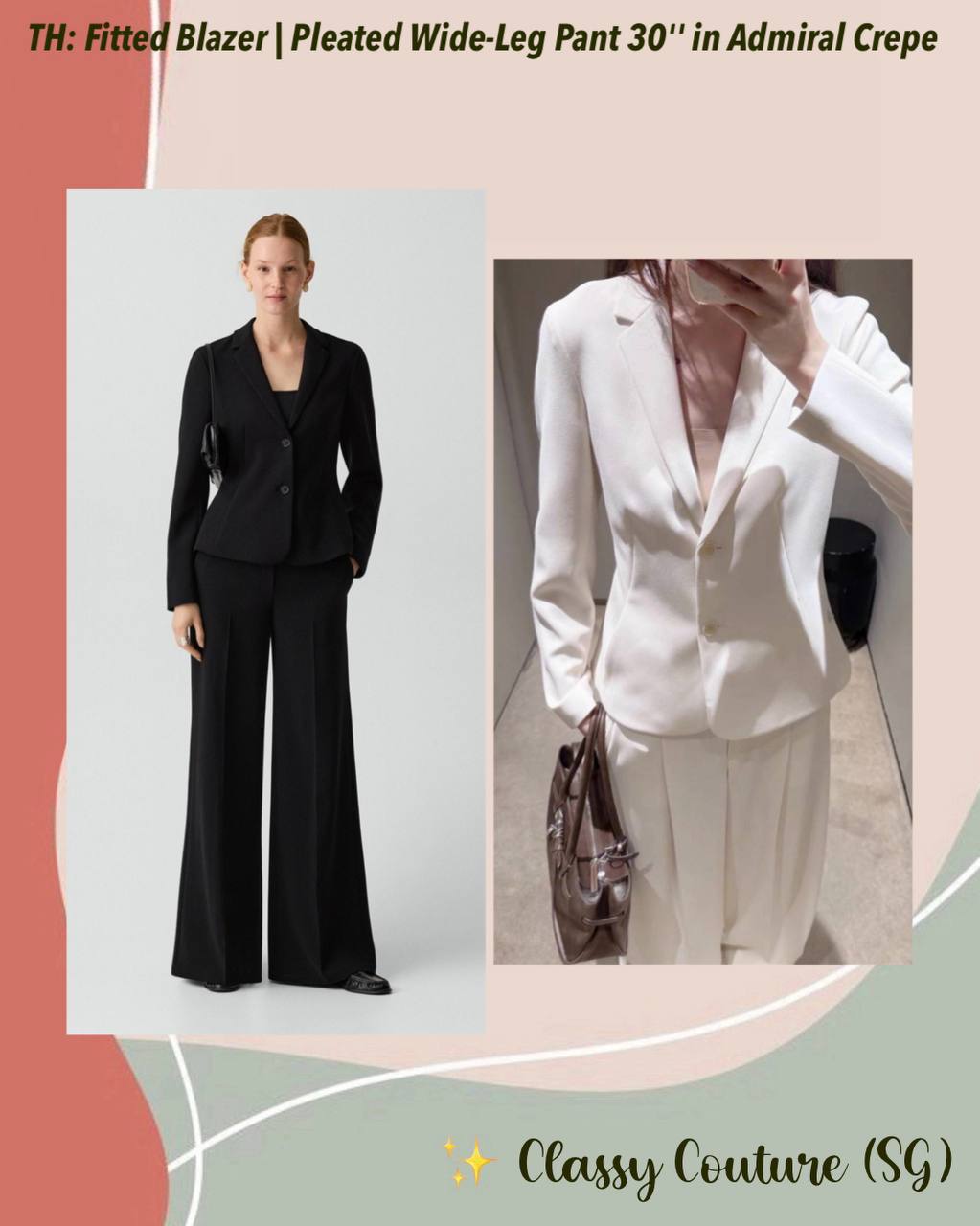 TH Fitted Blazer | Pleated Wide-Leg Pant 30" in Admiral Crepe