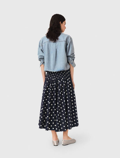 MJ Long Cotton Polka Dot Skirt
