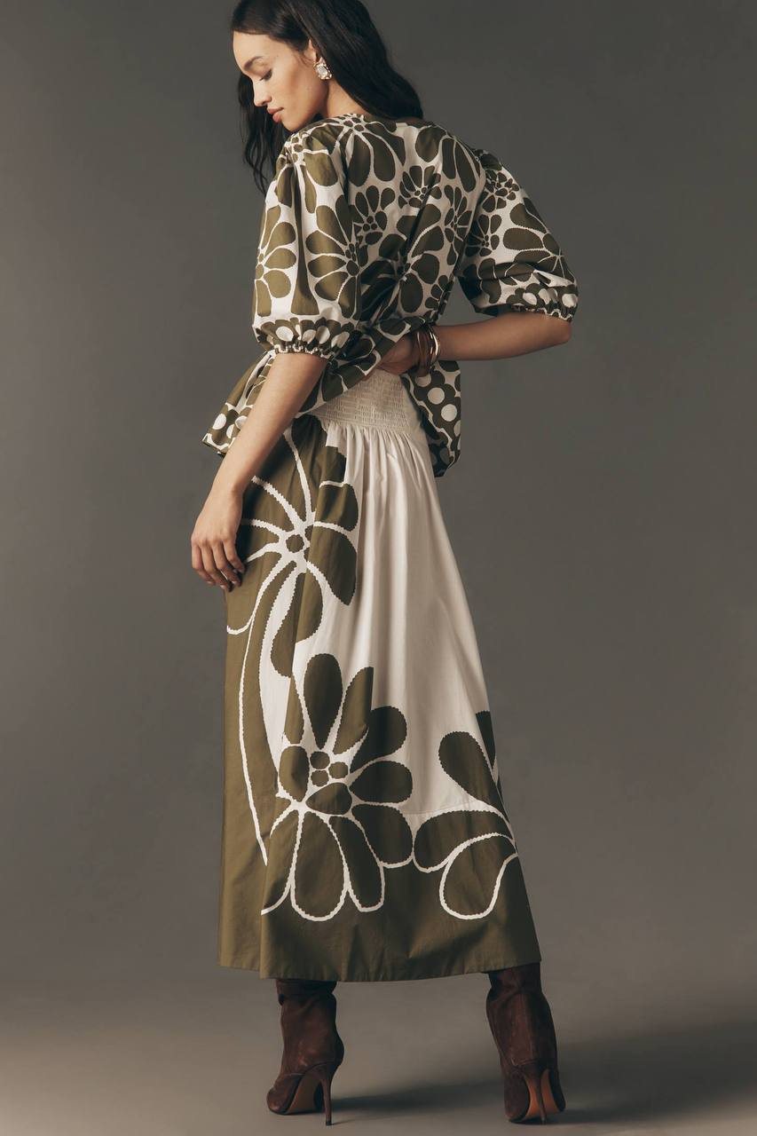 FR Palermo Botanical Cotton Midi Skirt