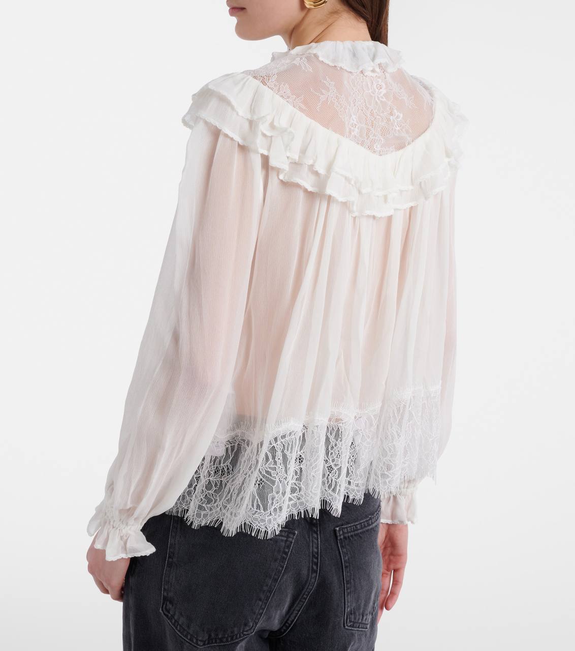 SP White Georgette Lace Blouse