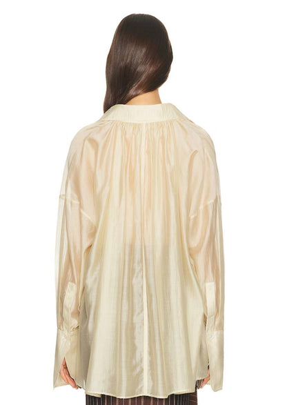 HS The Poet Sheer Lyocell-blend Blouse Top in Celadon