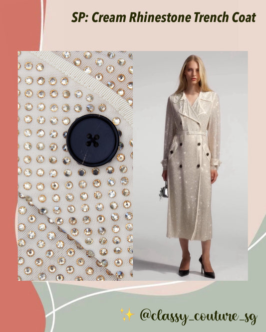 SP Cream Rhinestone Trench Coat