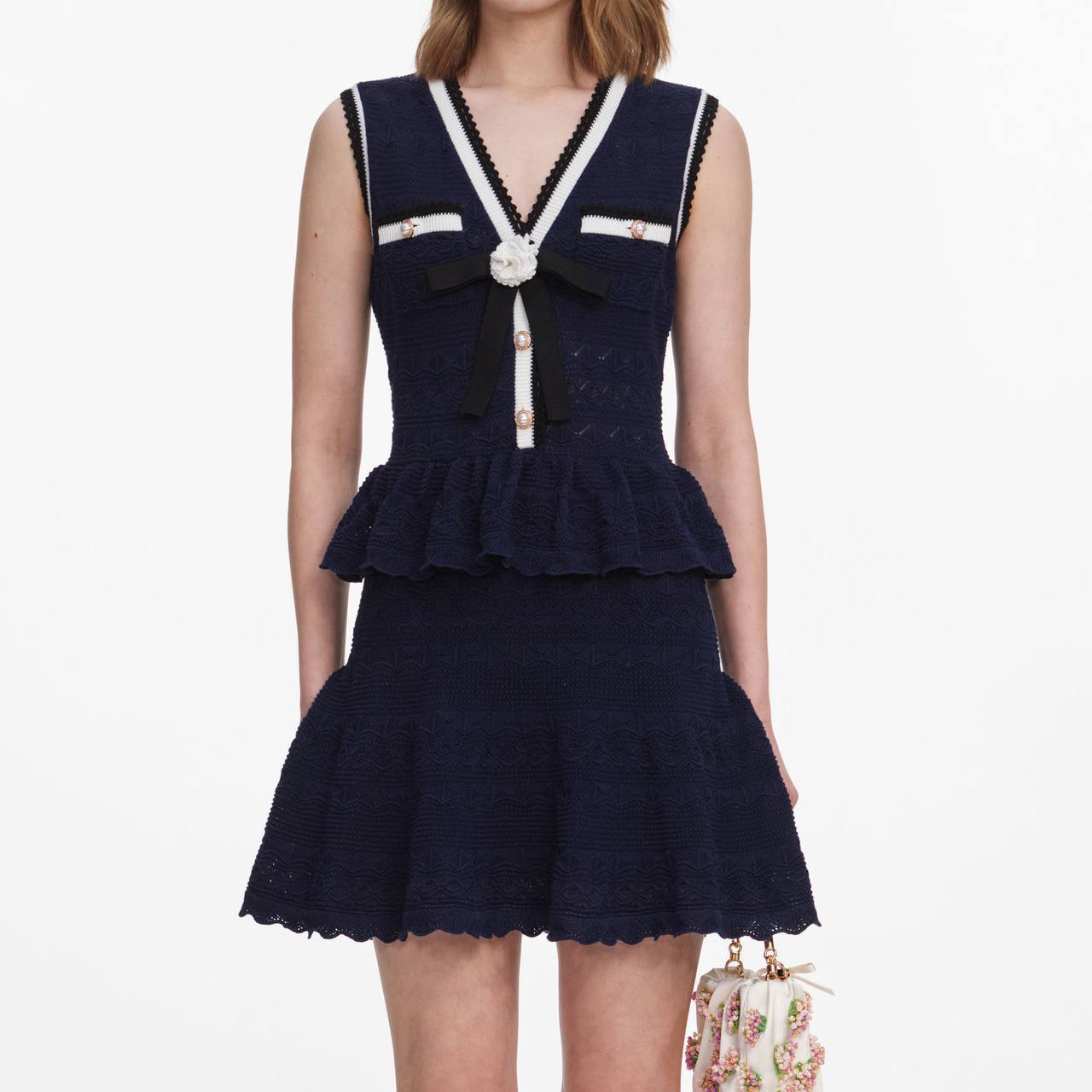 SP Peplum Pointelle Knit Mini Dress