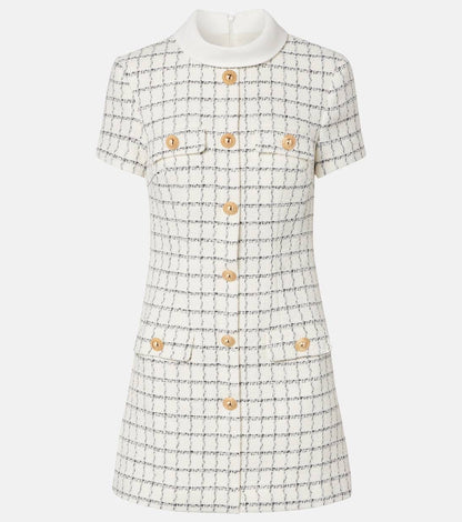 SP White Check Sequin Boucle Mini Dress