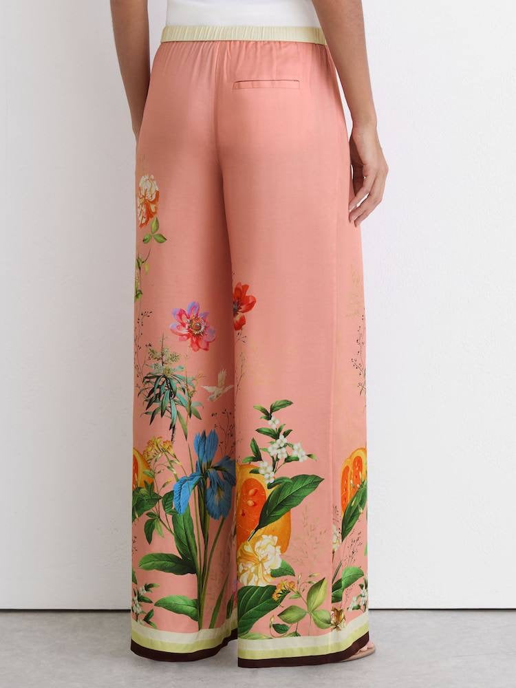 PETITE/REGULAR! RS Pink Milos Tropical Scarf-Print Half-button Shirt | Wide-leg Trousers | Drawstring Shorts | Viscose Set