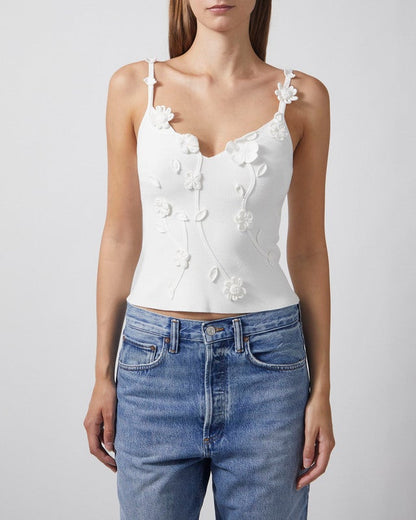 CG Emiliana Viscose-blend Knit 3D Floral-Appliqué Top