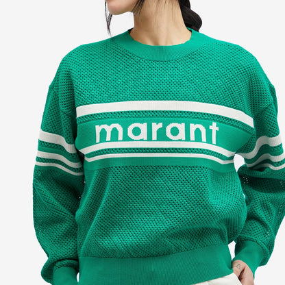 IM Arwen Emerald Cotton-Wool Blend Open Knit Sweater Pullover