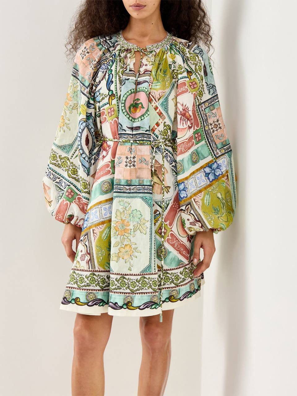 ALM Tommasina Ramie Tie Mini Dress Shirtdress