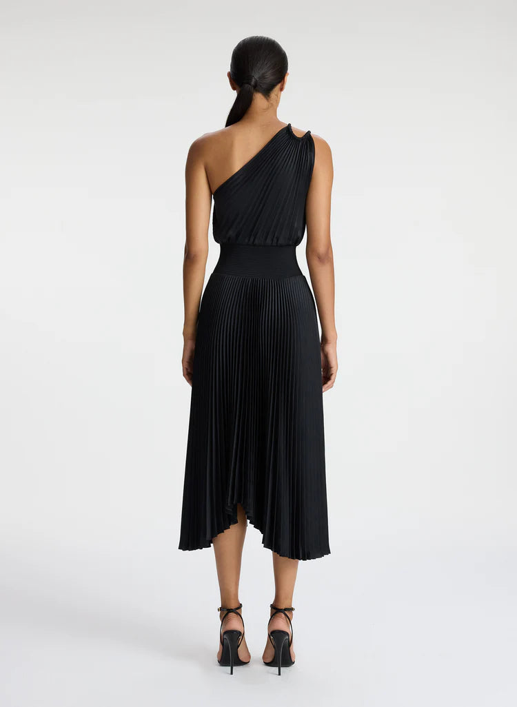 ALC Ruby Satin Pleated Midi Dress