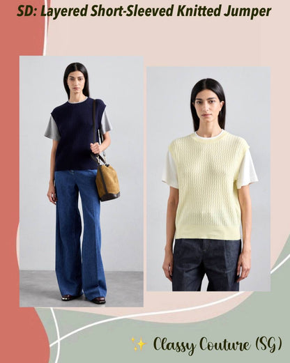 SD Layered Short-Sleeved Knitted Jumper