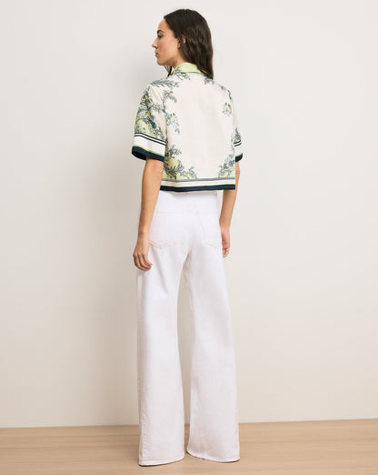 VB Spruce Button Down Silky Twill Cropped Shirt
