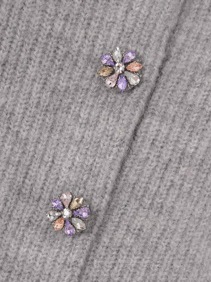 3 Colors! SP Jewel-Embellished Alpaca-Blend Cropped Cardigan in Camel | Grey | Cream