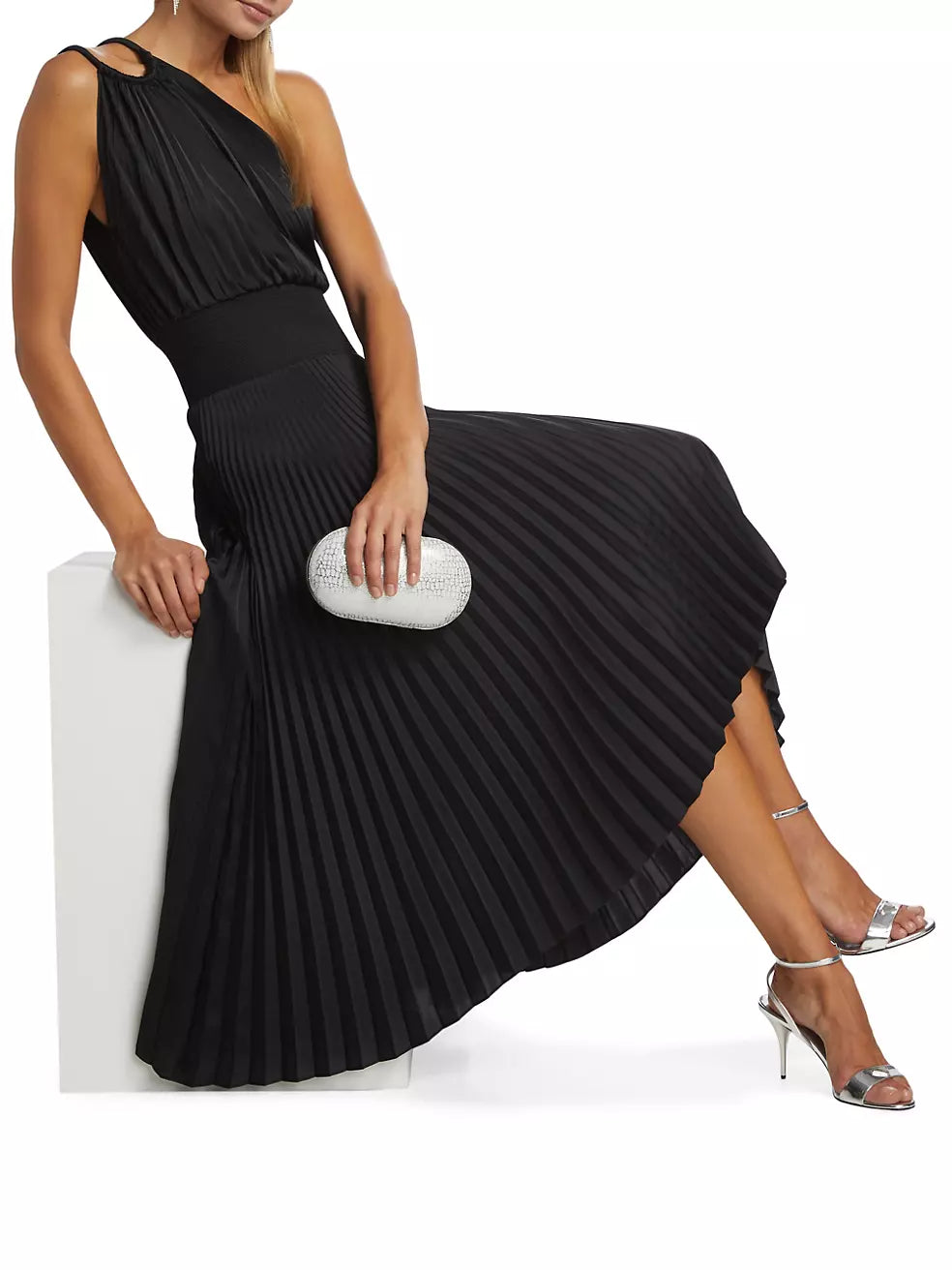 ALC Ruby Satin Pleated Midi Dress