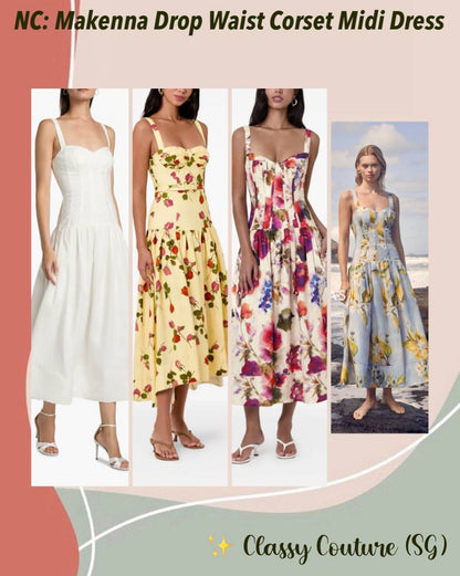 NC Makenna Drop Waist Corset Midi Dress