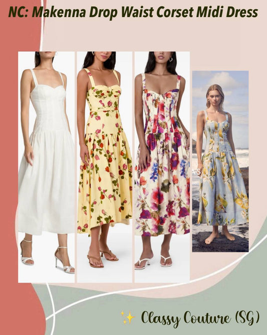 NC Makenna Drop Waist Corset Midi Dress