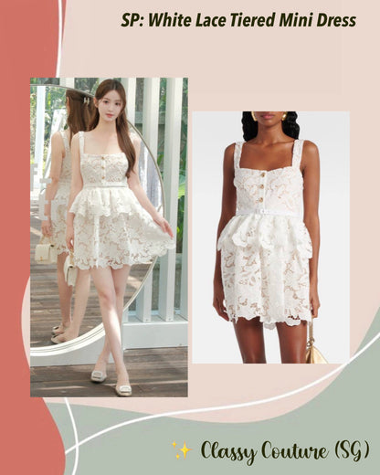 SP White Lace Tiered Mini Dress