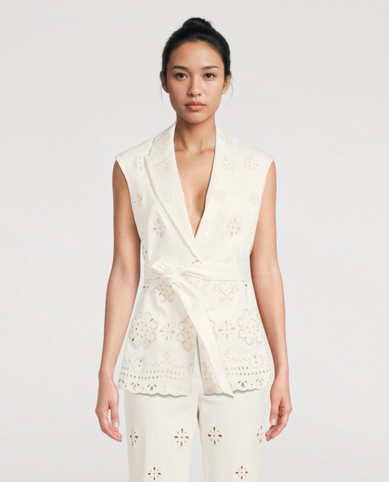 VB Townes Eyelet Vest | Komi Pants | Embroidered Stretch-cotton Twill Set