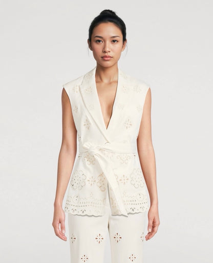 VB Townes Eyelet Vest | Komi Pants | Embroidered Stretch-cotton Twill Set