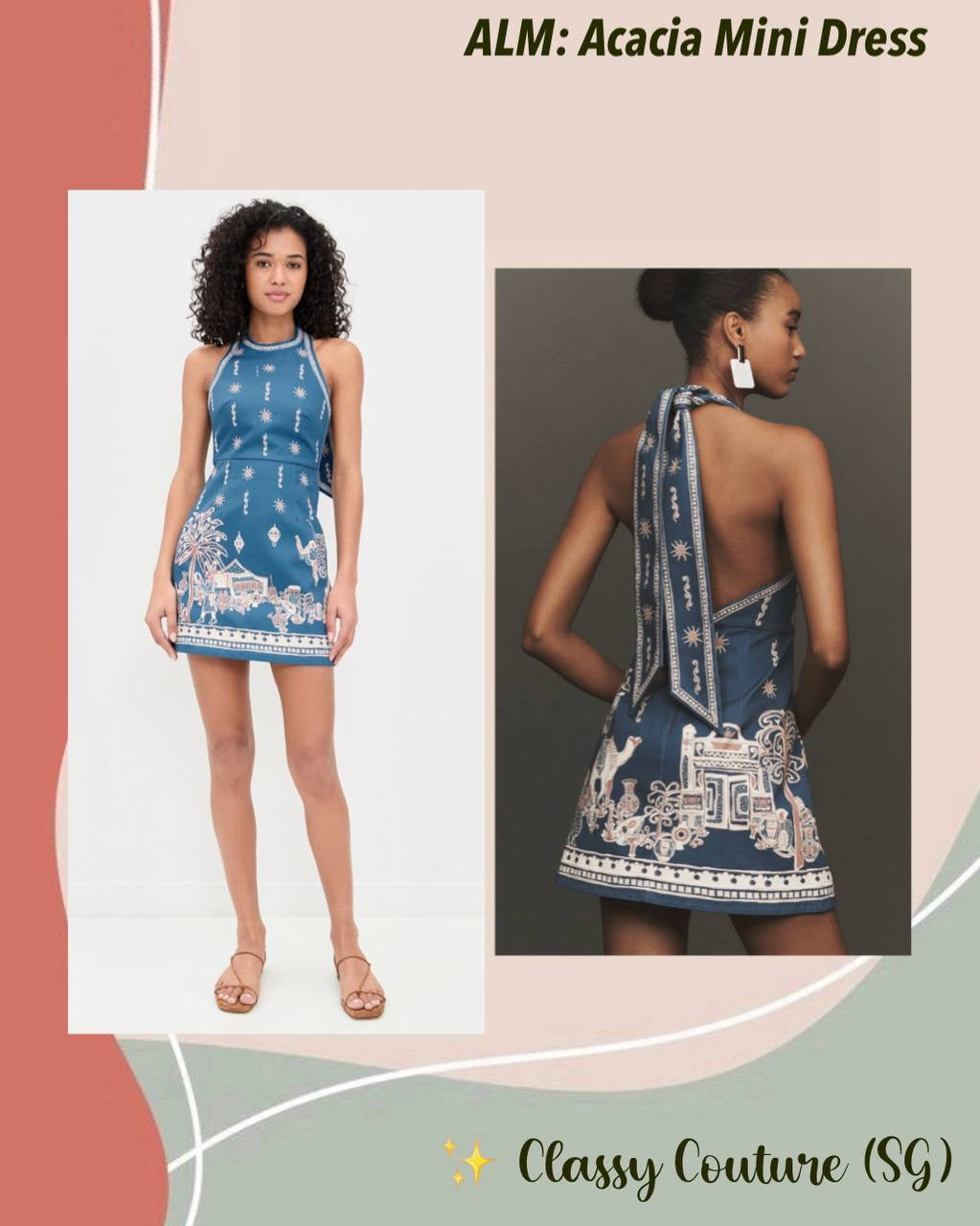 ALM Acacia Halter Ribbon Tie Mini Dress