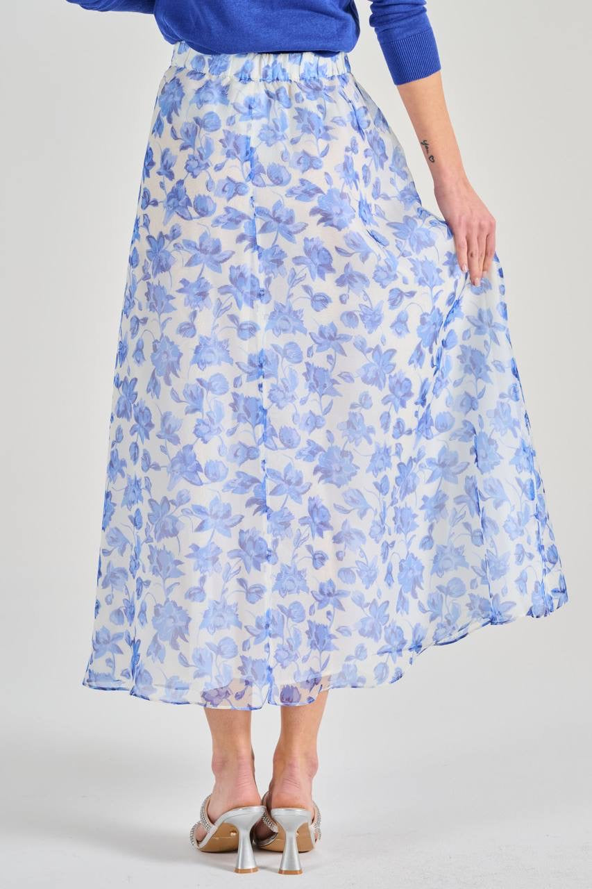 MM Cornflower Silk Midi Skirt
