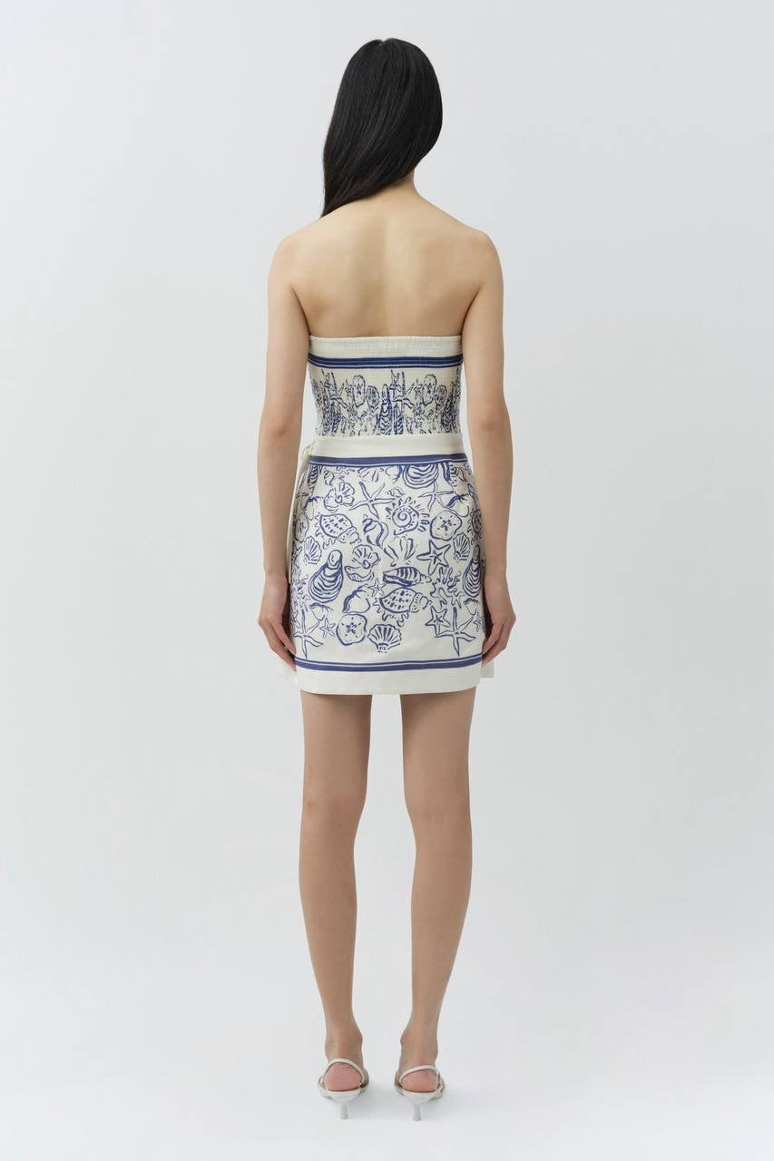 SK Darbie Linen-viscose Bustier Strapless Tube Wrap Mini Dress