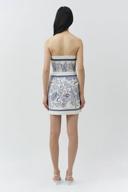 SK Darbie Linen-viscose Bustier Strapless Tube Wrap Mini Dress