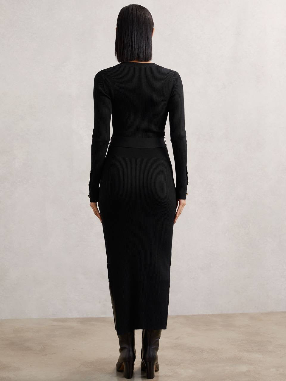 RS Willow Buttoned Rib Knit Midi Dress