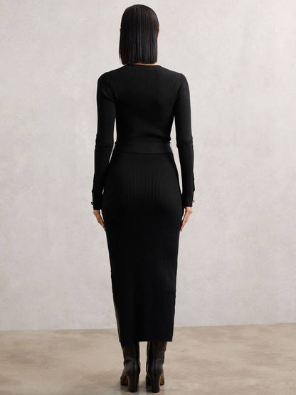 RS Willow Buttoned Rib Knit Midi Dress