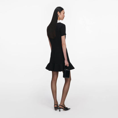 SP Black Crepe Lace Bib Mini Dress