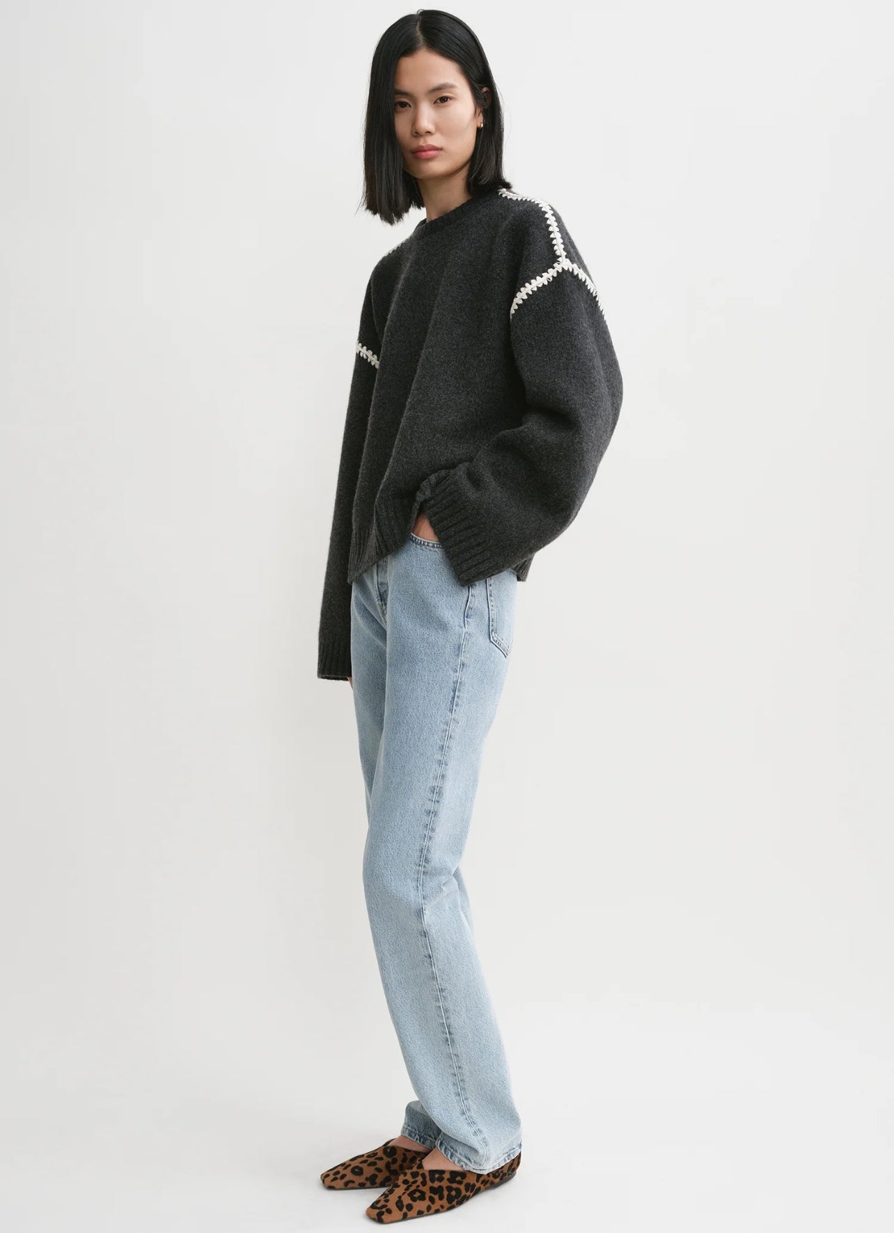 Tot Embroidered Wool Cashmere Knit Sweater