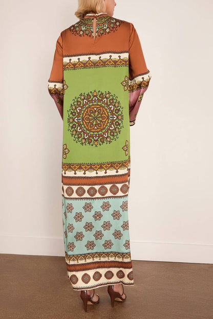 ALM Contina Silk Midi Dress in Multi