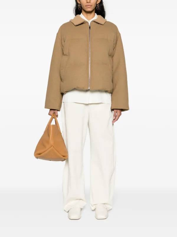 TOT Funnel Neck Down-filled Flannel-Wool Parka Puffer Jacket