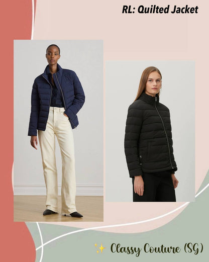 Quilted Stand-collar Mockneck Lightweight Puffer Jacket