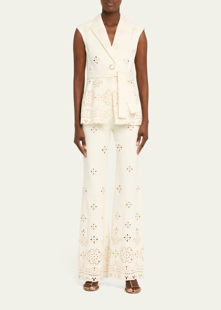 VB Townes Eyelet Vest | Komi Pants | Embroidered Stretch-cotton Twill Set
