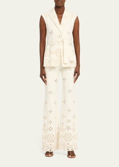 VB Townes Eyelet Vest | Komi Pants | Embroidered Stretch-cotton Twill Set