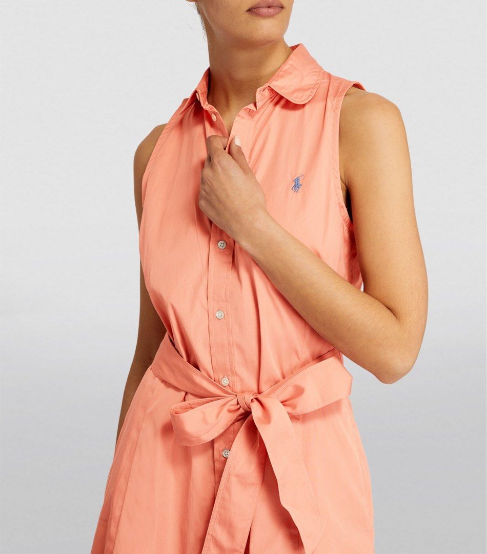 BEST! RL Oxford & Chambray Cotton Sleeveless Shirtdress Mini Dress