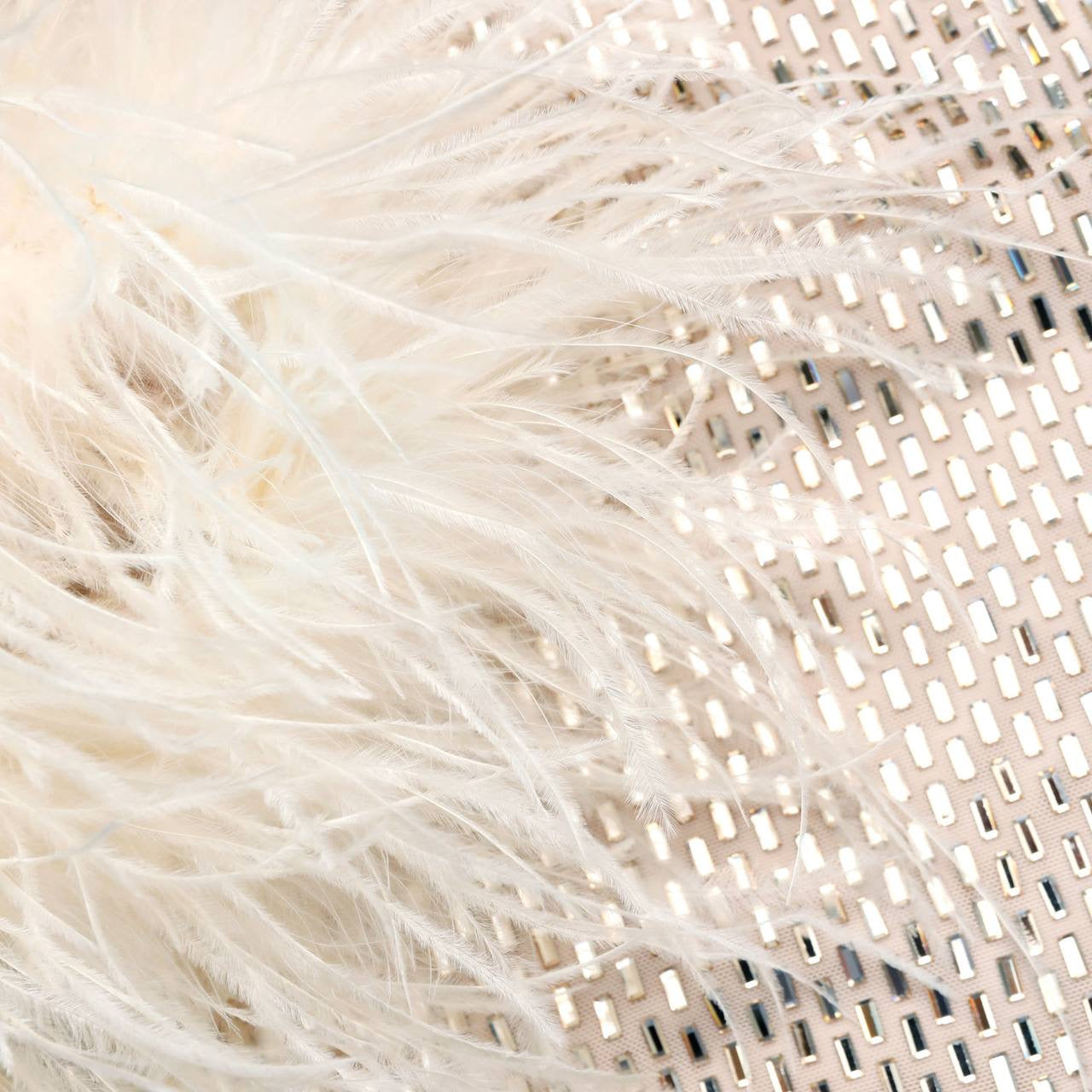 SP Champagne Rhinestone Feather Midi Dress