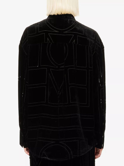 TOT Devoré-Velvet Shirt | Wide-Leg Pants | Monogram Viscose-Silk Set