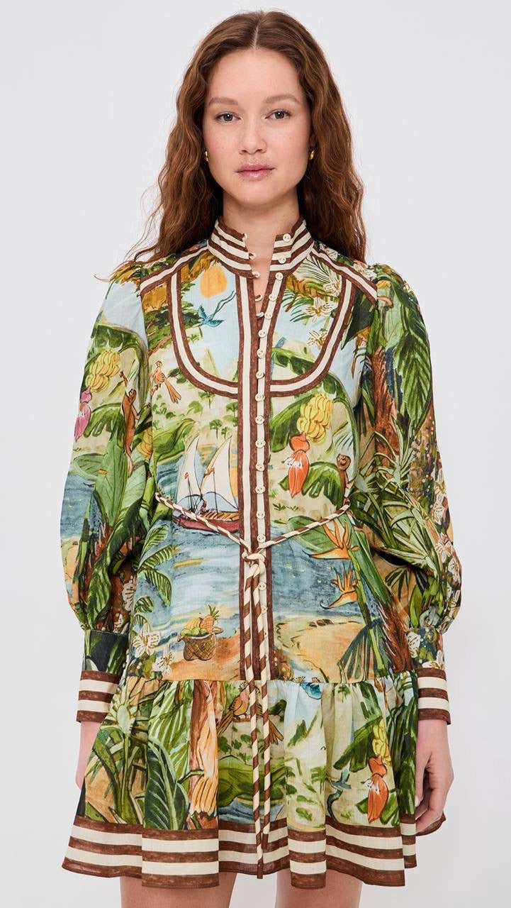 ALM Toucan Tango Yoke Ramie Mini Dress