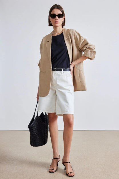 AA Oversized Linen-Cotton Blazer in Desert