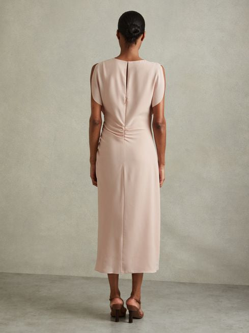 RS Bonnie Ruched Cowl Neck Midi Dress