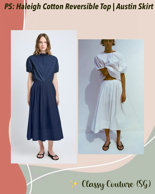 PS Haleigh Cotton Reversible Top | Austin Midi Skirt | Cotton Sateen Set