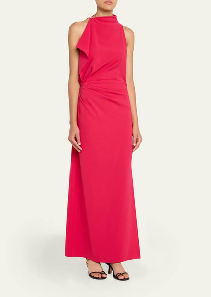 PS Devyn Draped Matte Double Crepe Maxi Dress Gown