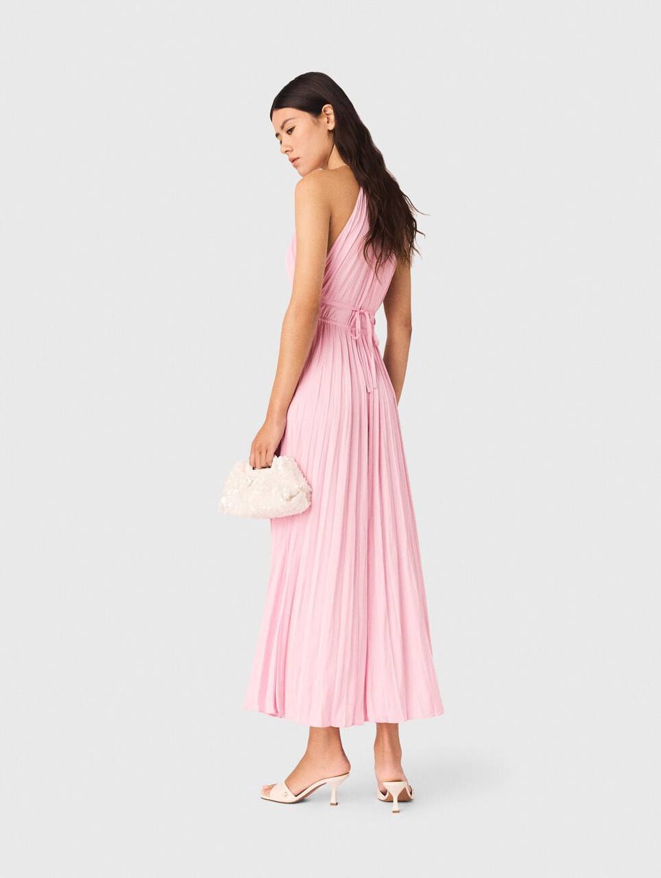 MJ Pleated Halter Neck Midi Dress
