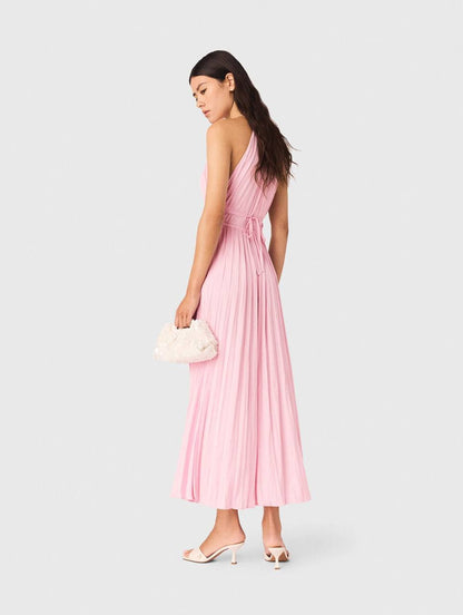 MJ Pleated Halter Neck Midi Dress