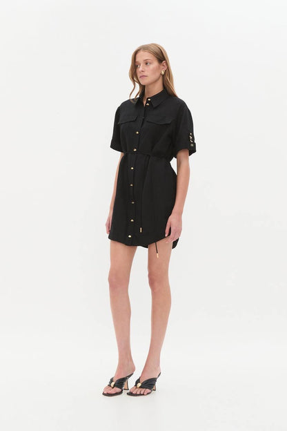 AJ Celie Linen-blend Shirtdress Mini Dress