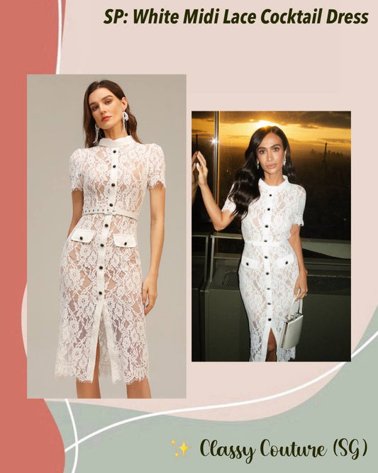 SP White Cocktail Lace Midi Dress
