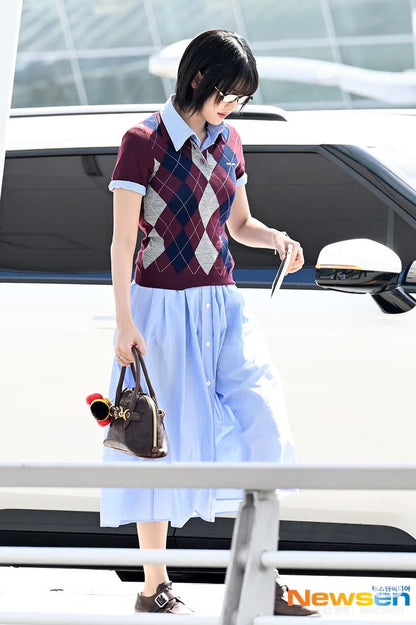 MM Burgundy Argyle Wool Polo Shirt