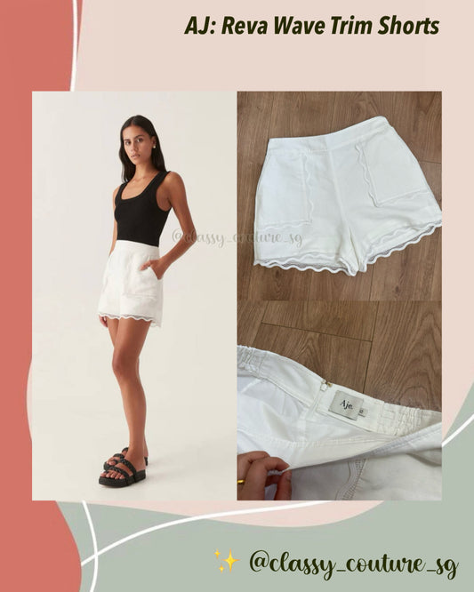 AJ Reva Wave Trim Shorts in Ivory