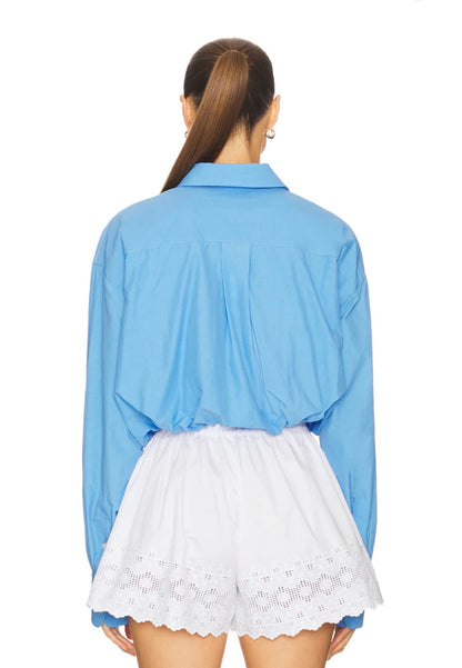 HS The Summer White Overshirt Oversized Shirtdress Shirt | White Shorts w Vintage Swiss Embroidery | Cotton Set